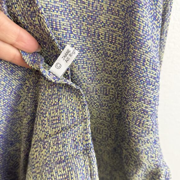 Jhane Barnes Button Down Shirt Men L Purple Pattern Japanese Woven Fabric Vtg - Picture 16 of 16